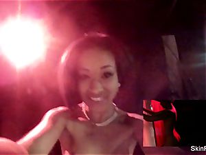 porn industry star flesh Diamond plays with fucktoy in the shower